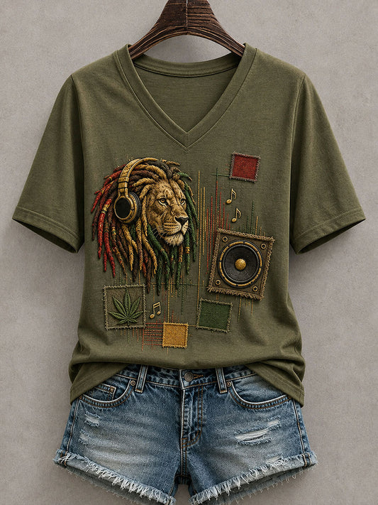 Damski t-shirt inspirowany reggae