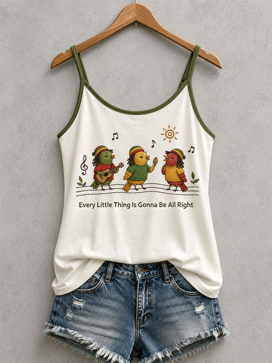 Damski tank top z napisem „Every Little Thing Is Gonna Be All Right”