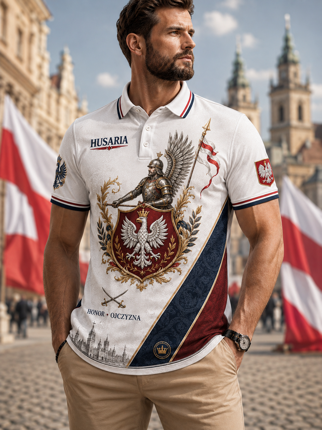 Męska koszula wojskowa polskich sił zbrojnych z krótkim rękawem