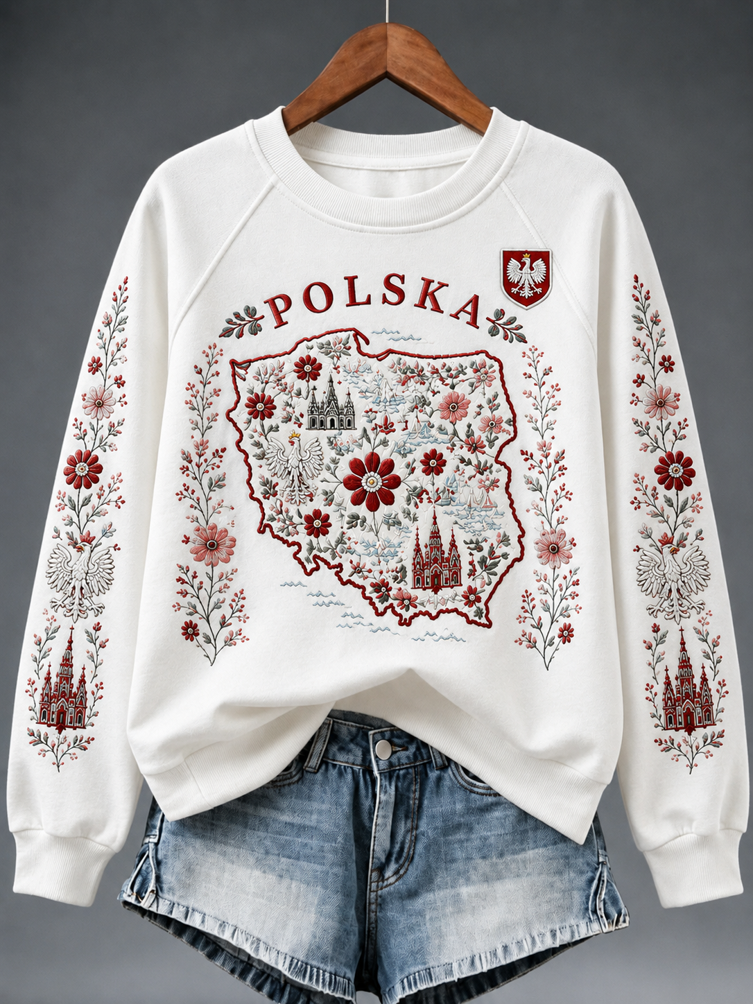 Damska bluza z Polską i rękawem raglanowym