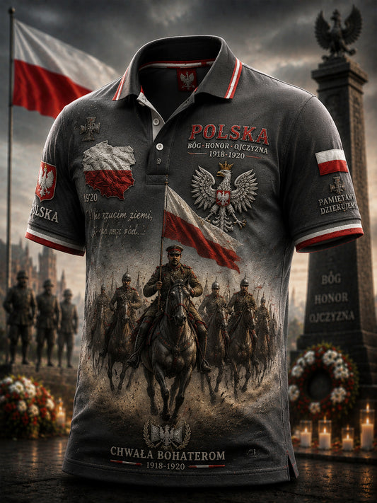 Klasyczna mapa polskiego orła patriotyczna pamiątkowa koszulka polo
