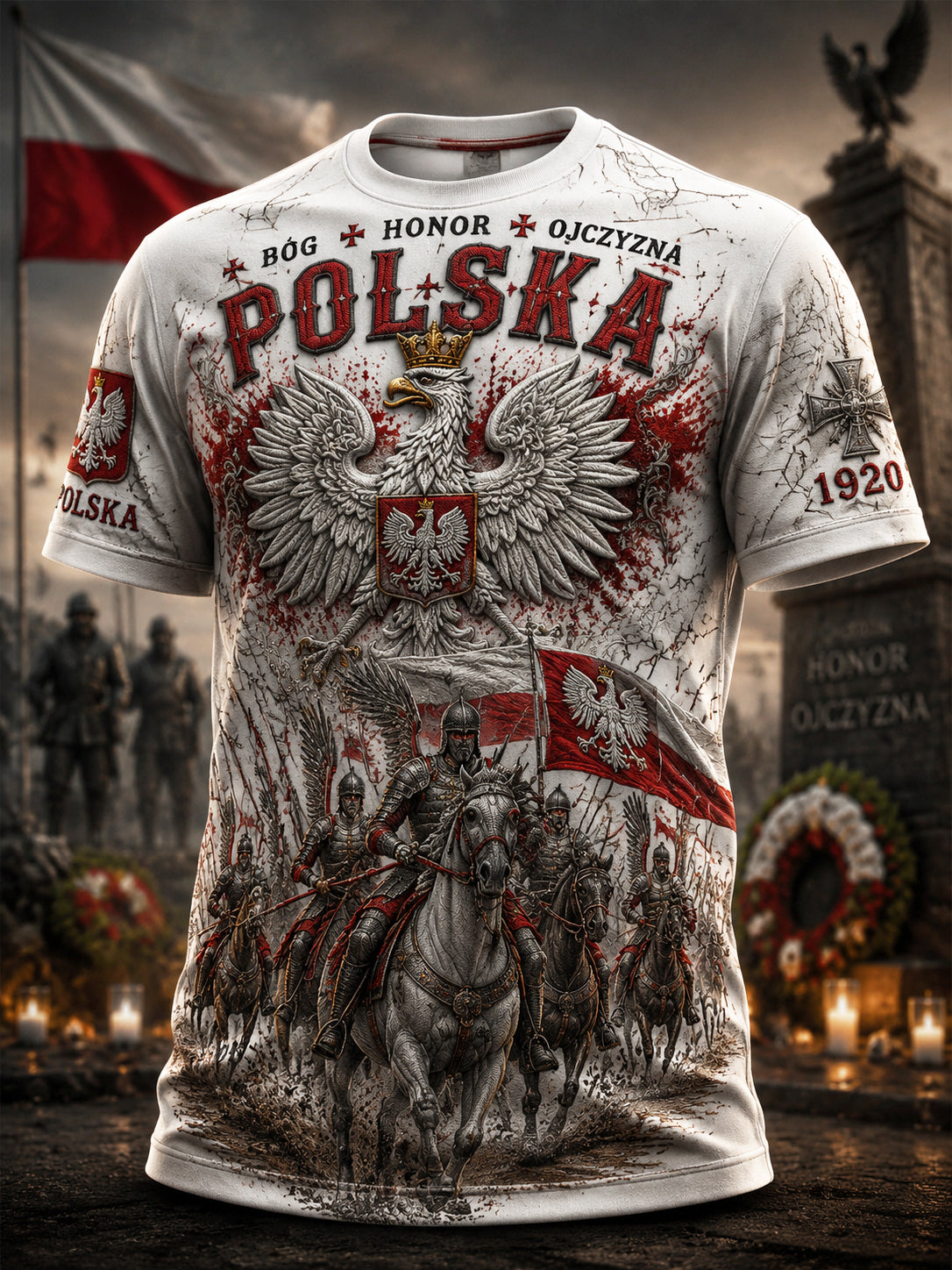 Vintage polska patriotyczna kawaleria pamiątkowa casual T-Shirt