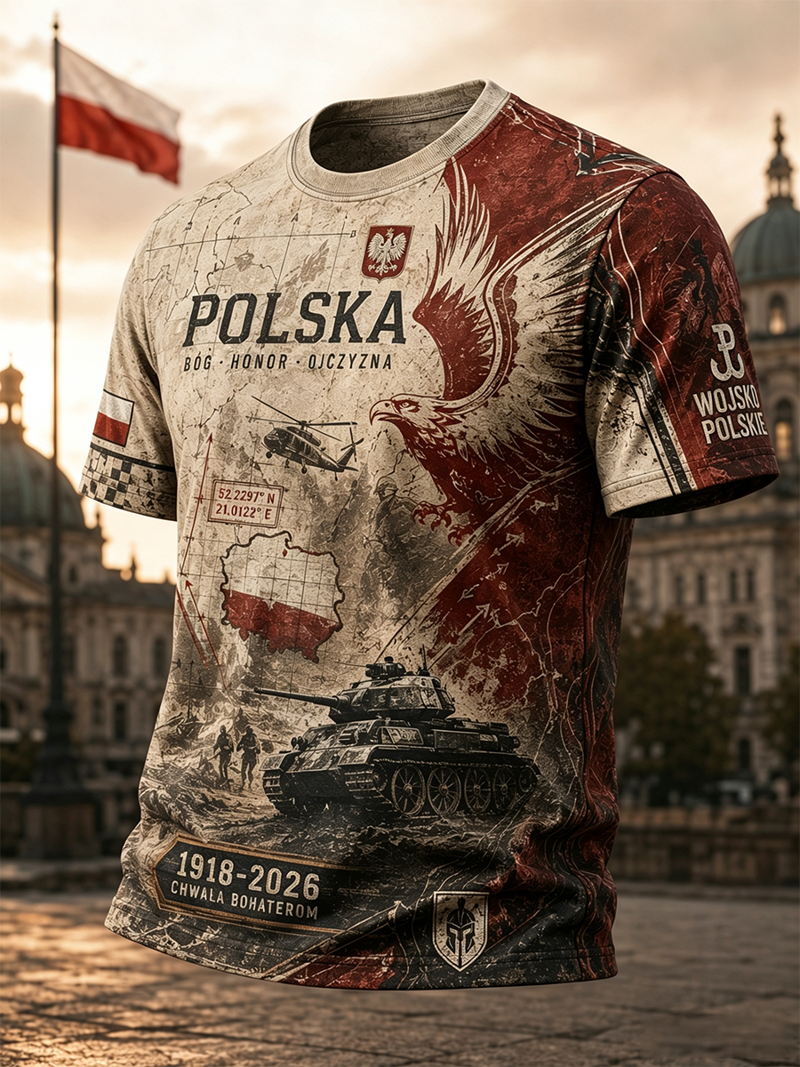 Męski t-shirt wojskowy polskich sił zbrojnych z krótkim rękawem