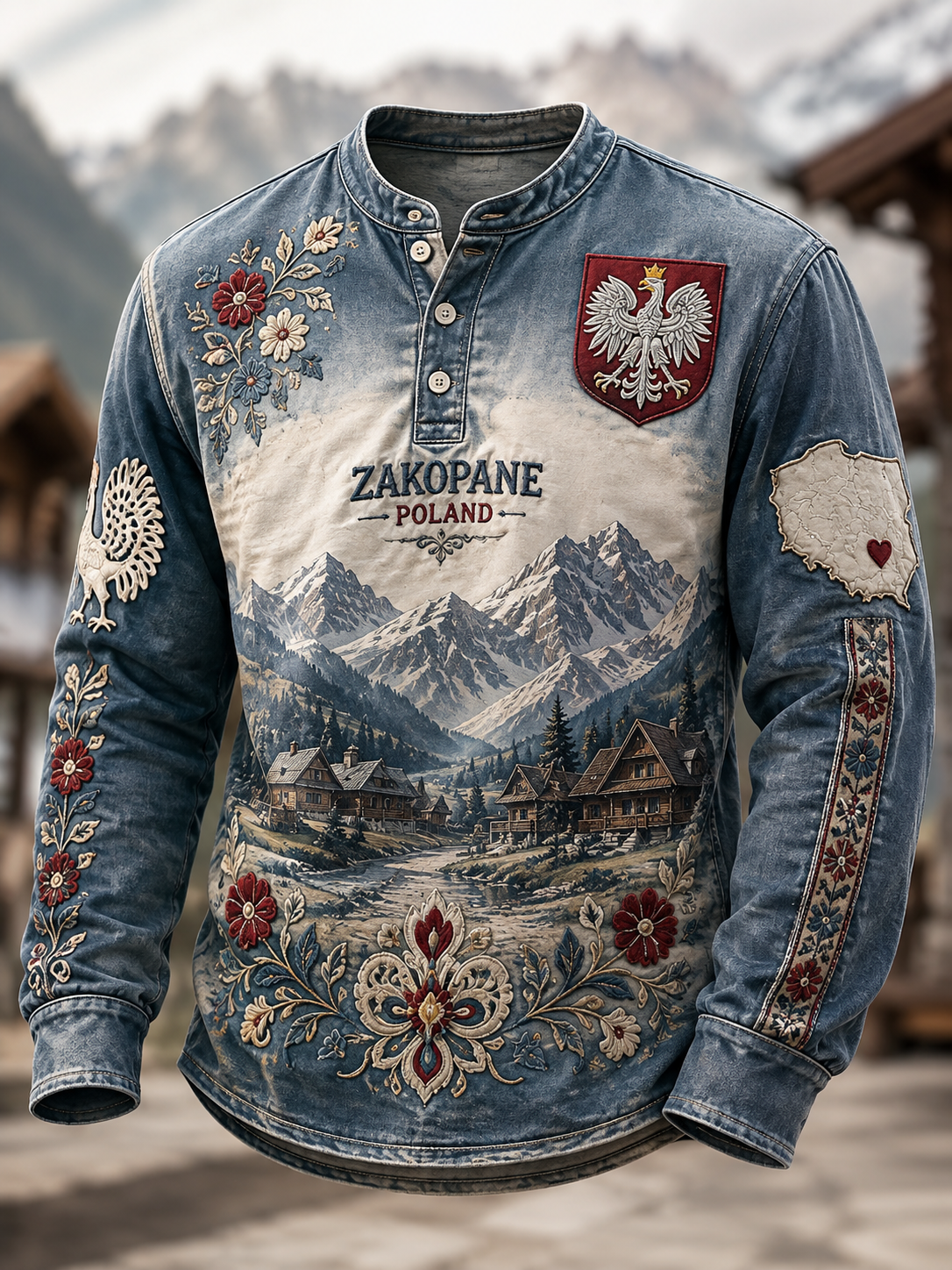 Męska koszulka z guzikami w stylu casual, Polska