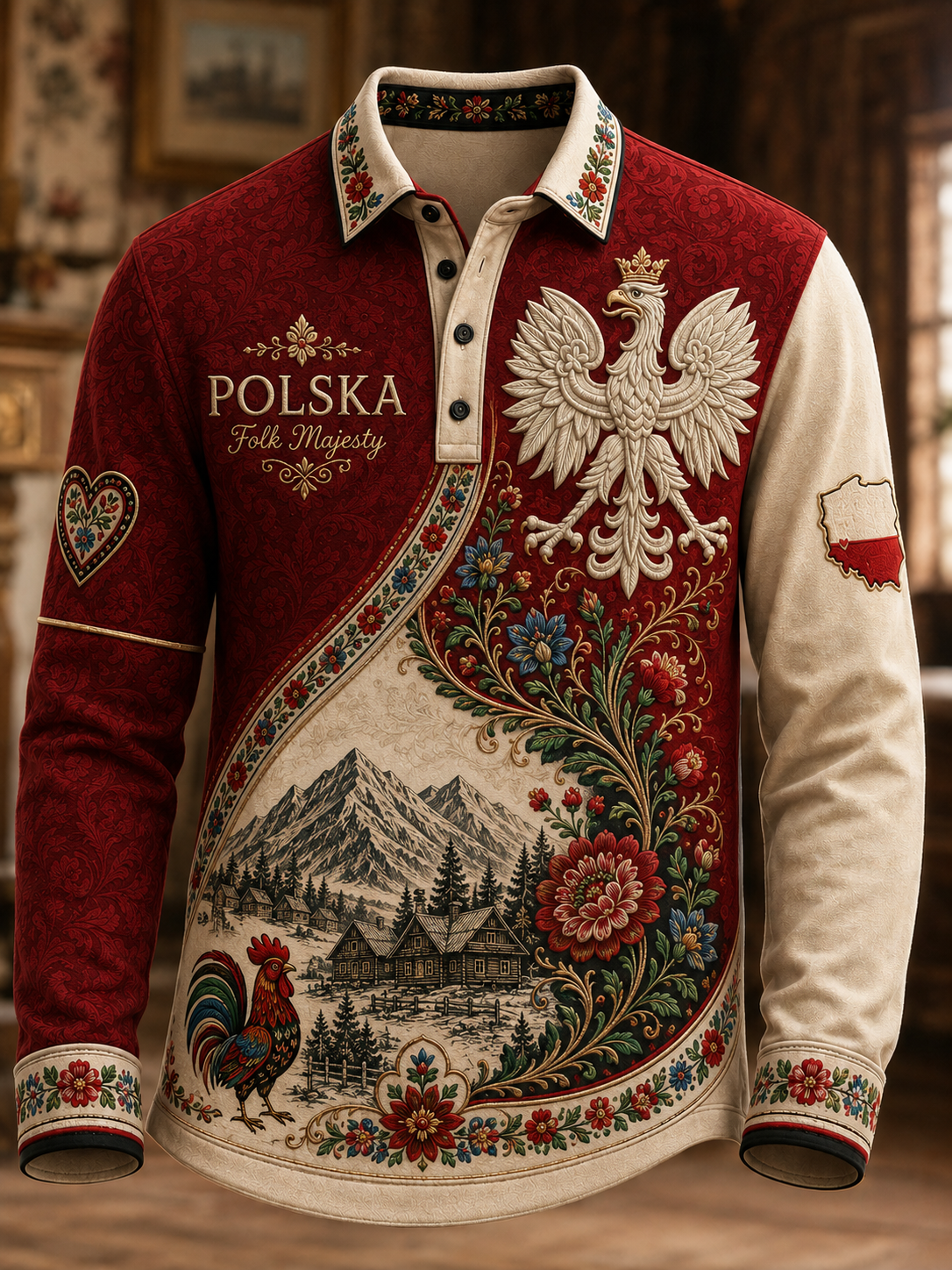 Męska koszula z długim rękawem z Polską