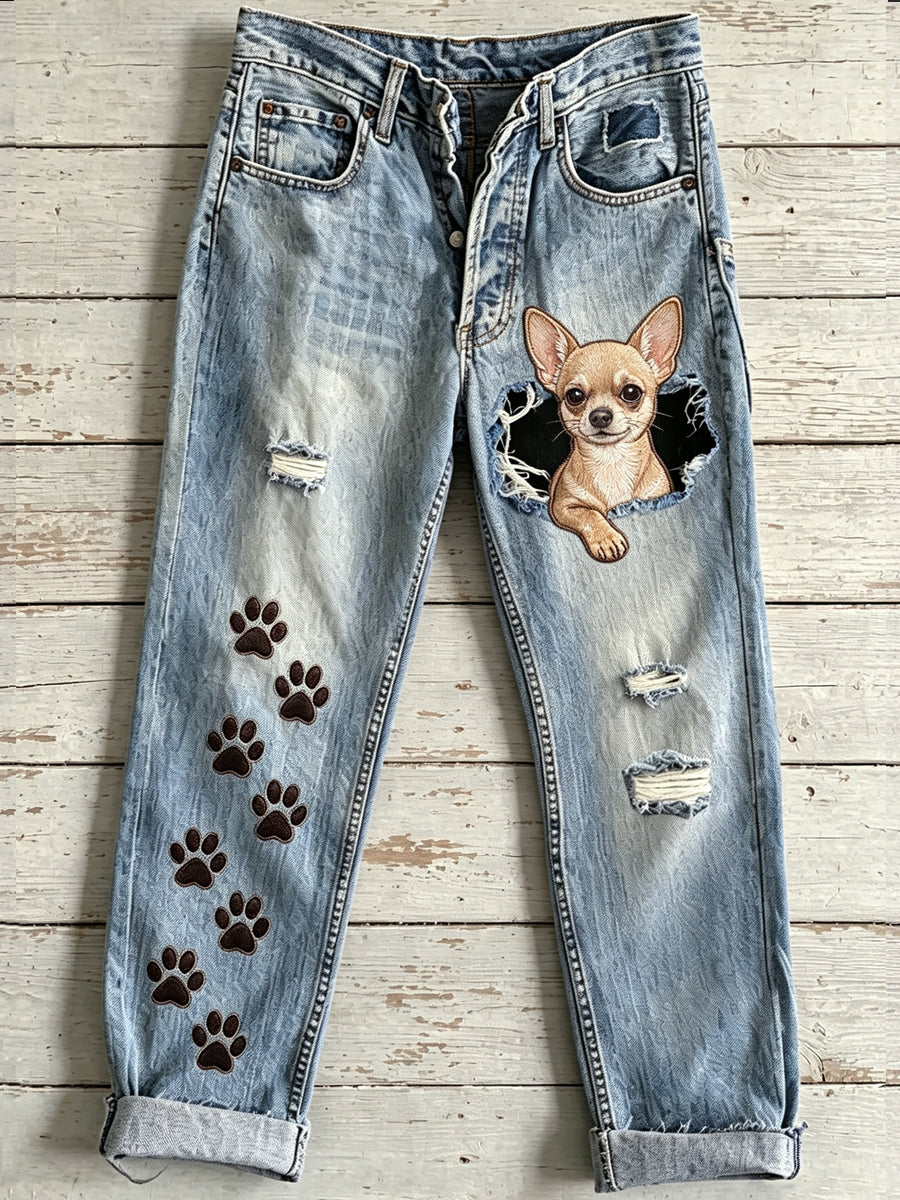 Damskie spodnie z nadrukiem w stylu Animal Dog