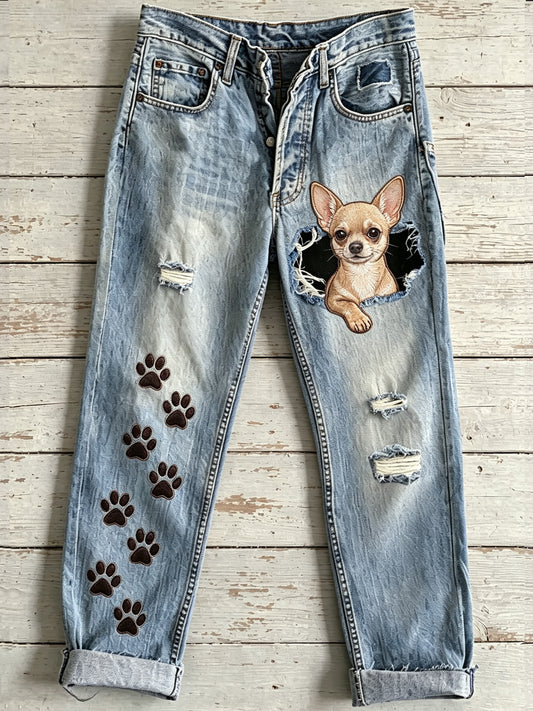 Damskie spodnie z nadrukiem w stylu Animal Dog