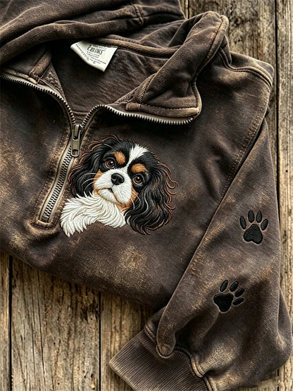 Damska bluza z nadrukiem z nadrukiem King Charles Dog & Paw