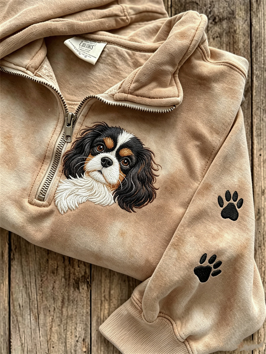 Damska bluza z nadrukiem z nadrukiem King Charles Dog & Paw