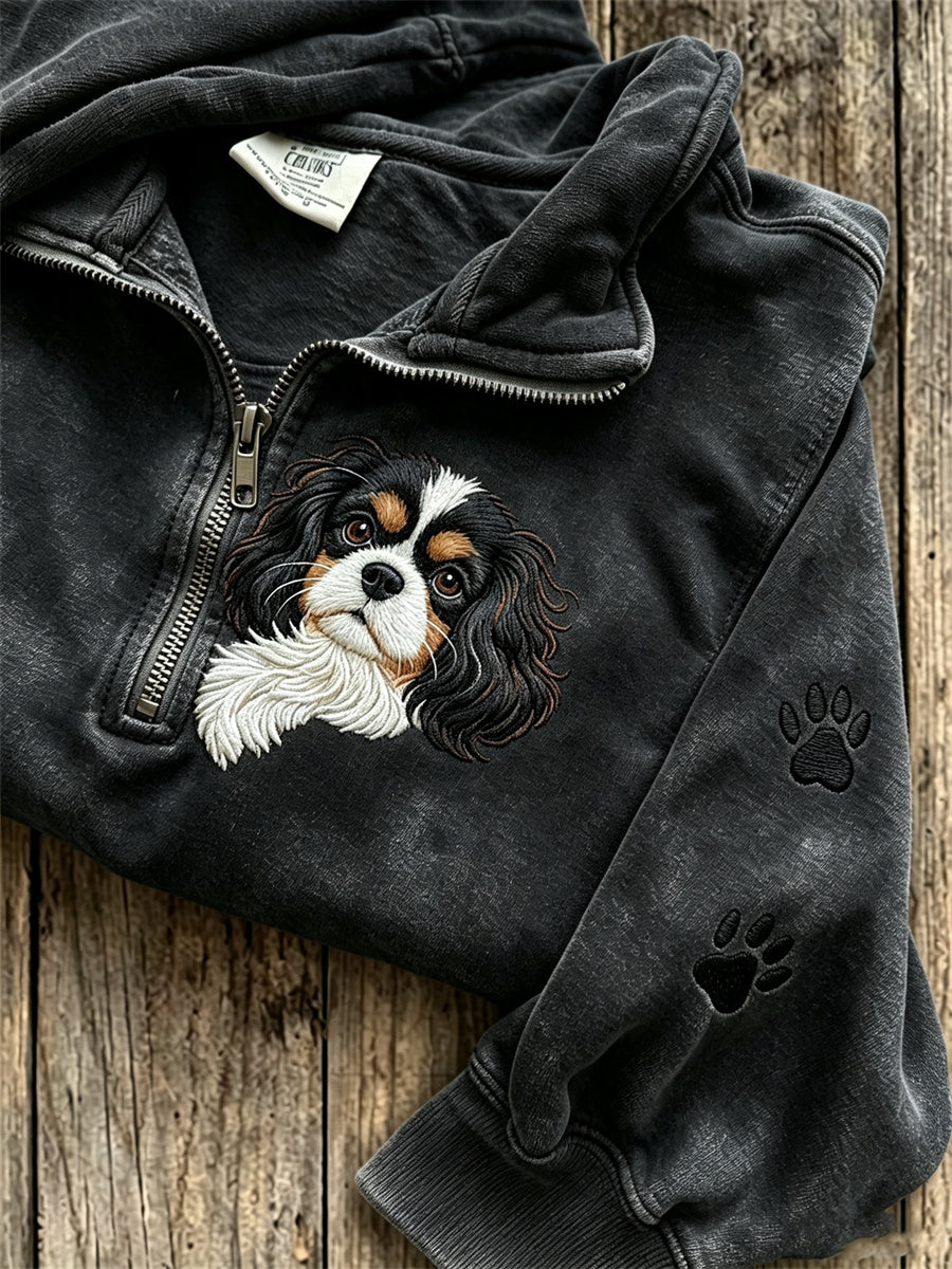 Damska bluza z nadrukiem z nadrukiem King Charles Dog & Paw