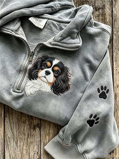 Damska bluza z nadrukiem z nadrukiem King Charles Dog & Paw