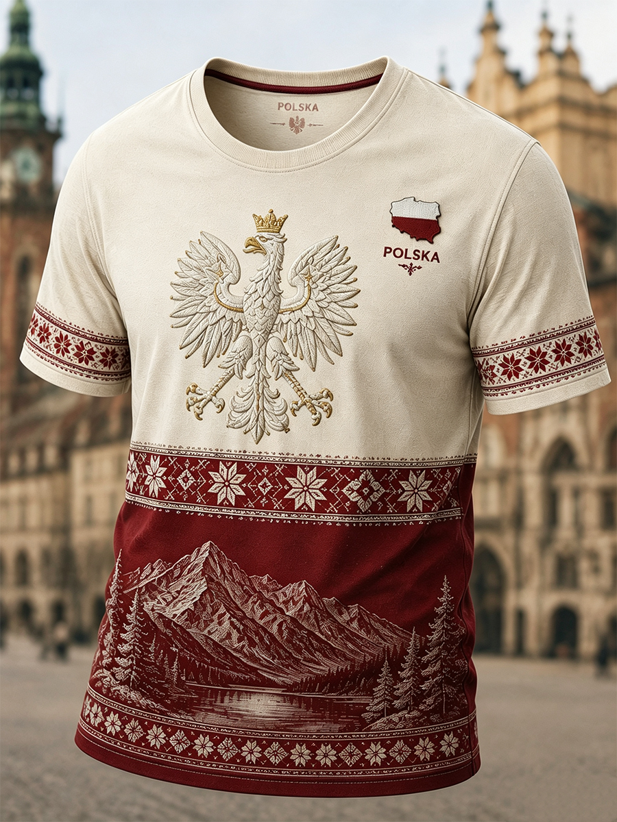 Męski t-shirt z krótkim rękawem z Polską