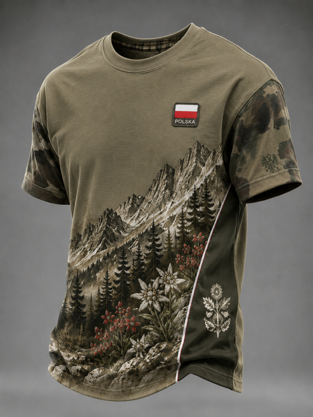 Męski t-shirt wojskowy polskich sił zbrojnych z krótkim rękawem