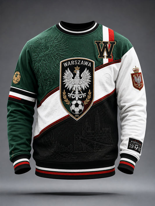 Retro polska warszawska piłka nożna klasyczna patchworkowa bluza
