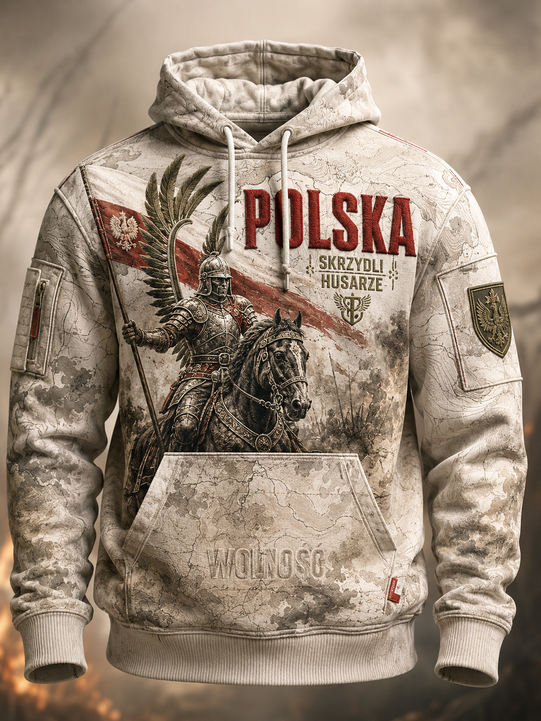 Męski bluza wojskowa polska z szerokimi ramionami i kieszeniami