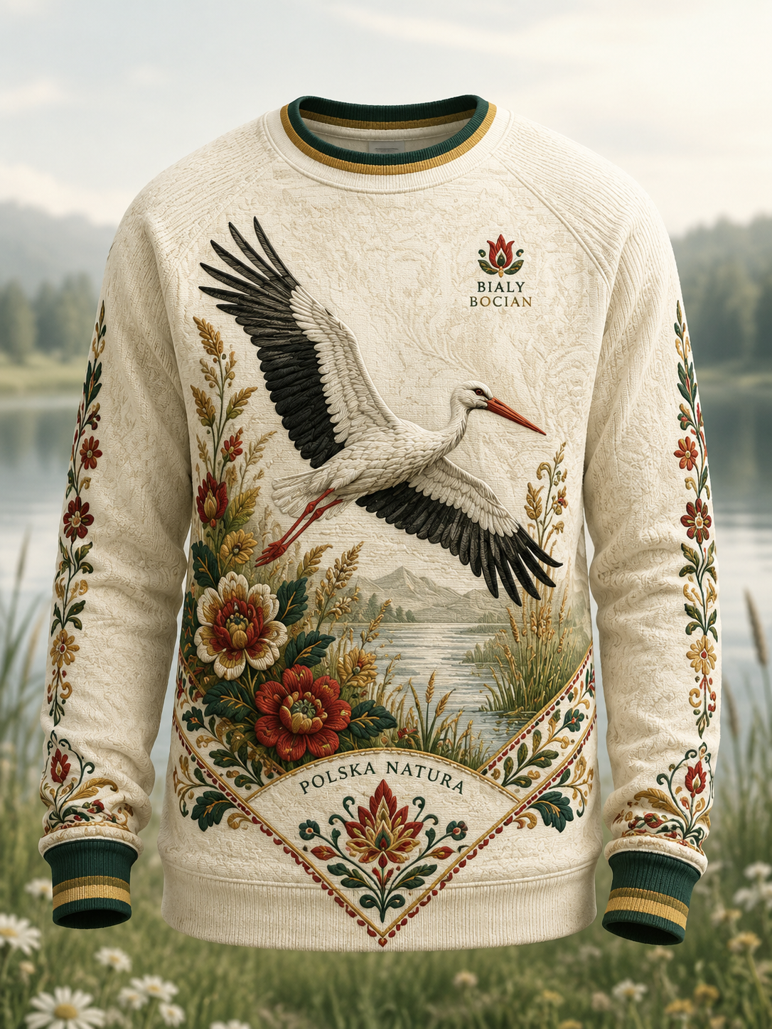 Męski t-shirt z falbanką w Polsce z długim rękawem