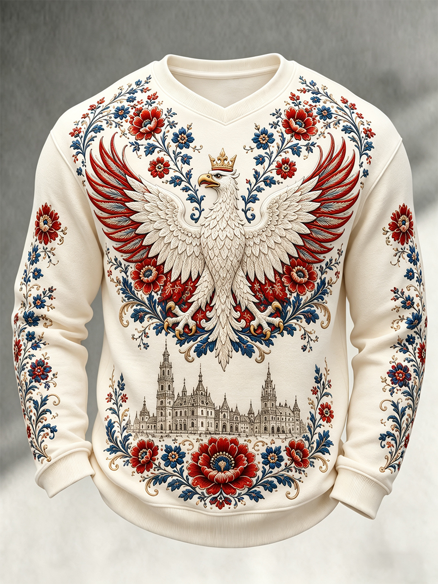 Męski t-shirt z falbanką w Polsce z długim rękawem
