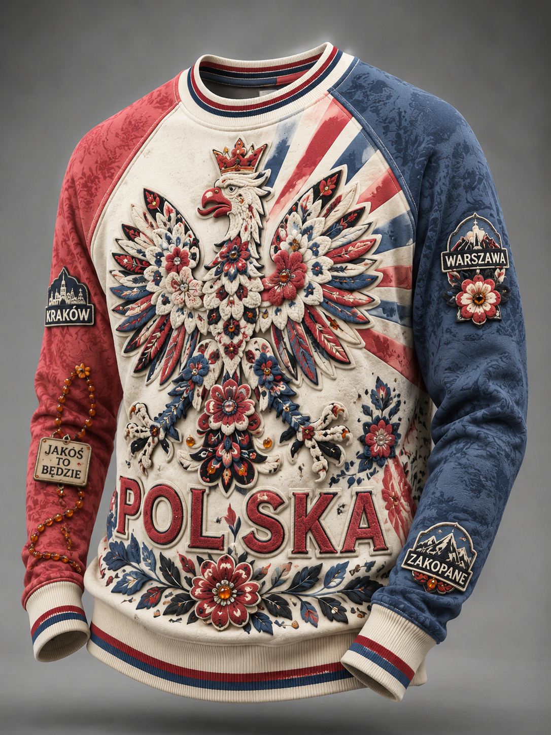 Męski t-shirt z falbanką w Polsce z długim rękawem