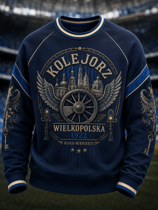Męski polski t-shirt z waflem na długi rękaw z motywem piłkarskim