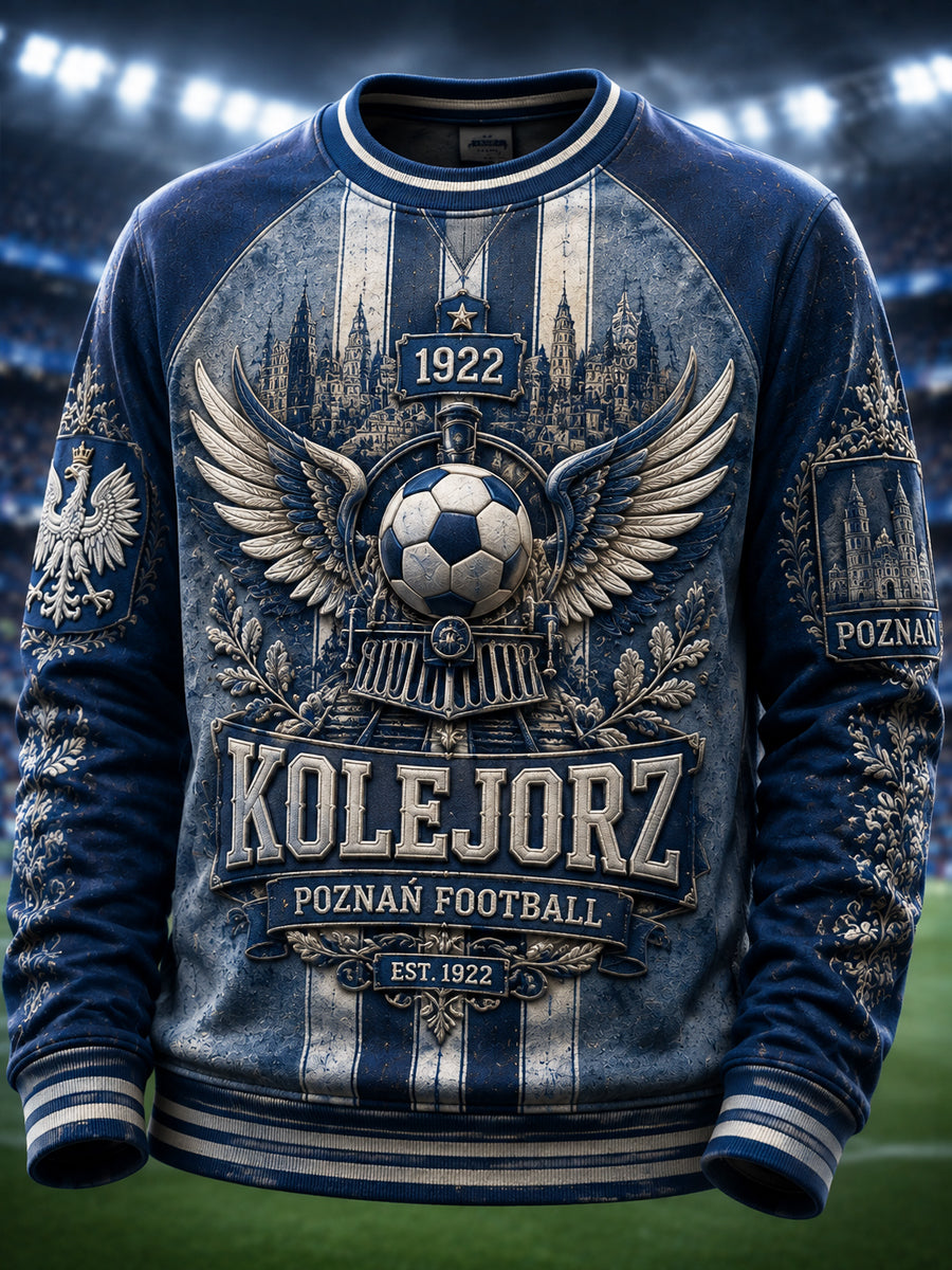 Polski Fan Piłki Nożnej Vintage Graficzna Bluza