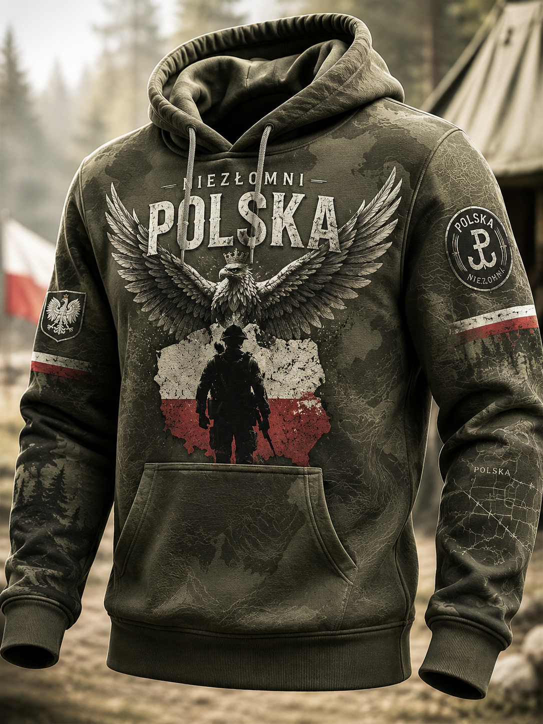Męska bluza z kapturem z kieszeniami Wojska Polskiego