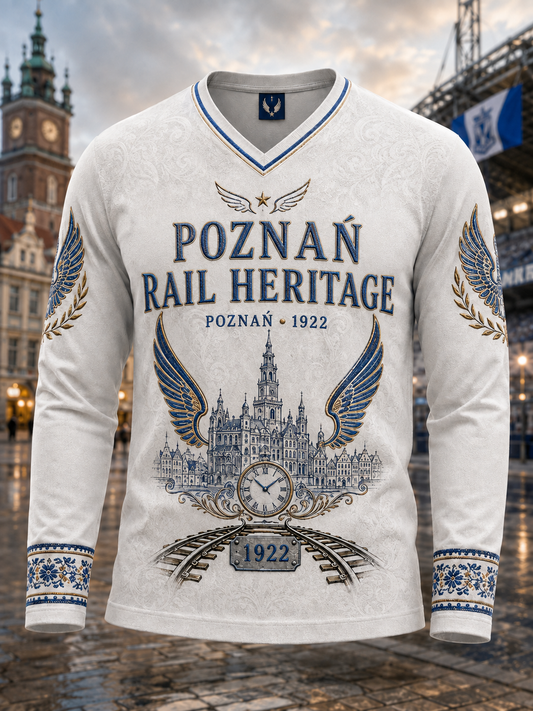 Męski polski t-shirt z waflem na długi rękaw z motywem piłkarskim
