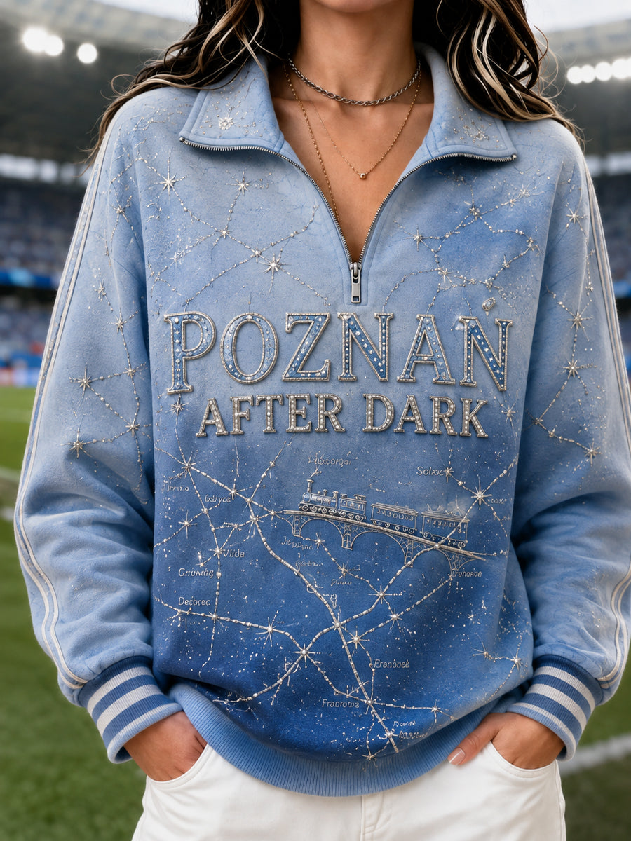 Damska bluza z napisem Retro POZNAŃ Piłka nożna Gradient Zip-Up