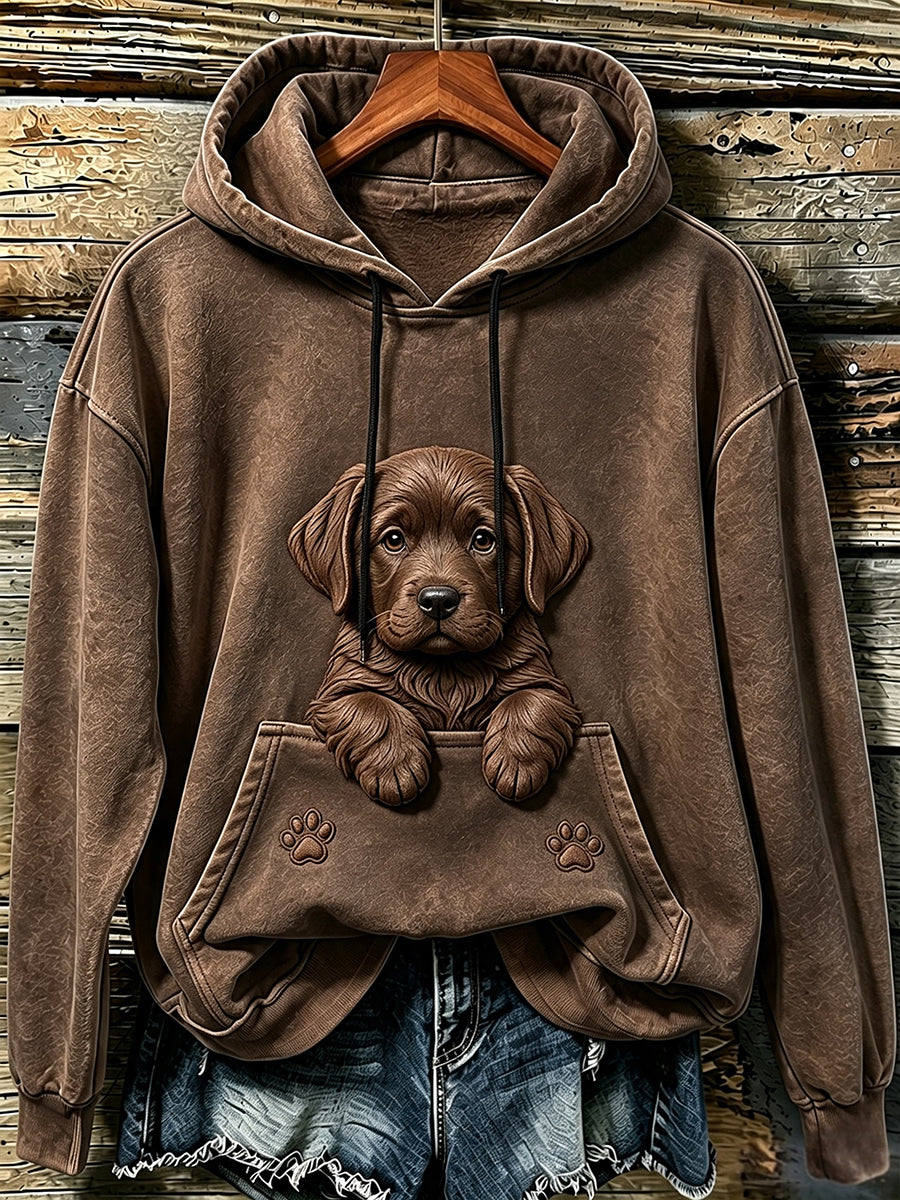 Damska urocza bluza z kapturem Labrador Retriever & Łapy