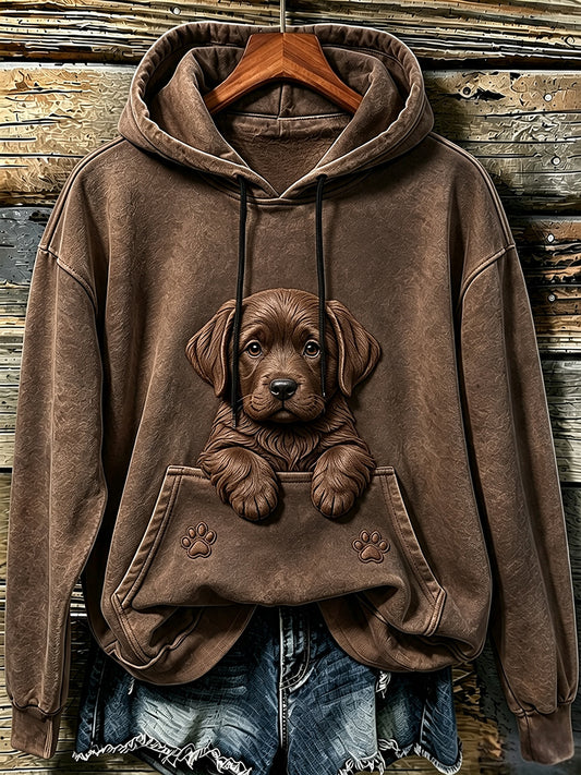 Damska urocza bluza z kapturem Labrador Retriever & Łapy