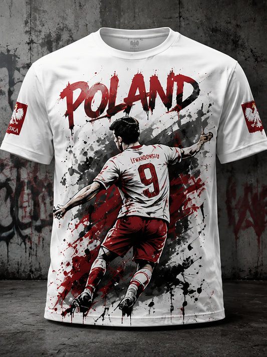 Męski polski t-shirt z wzorem piłkarskim