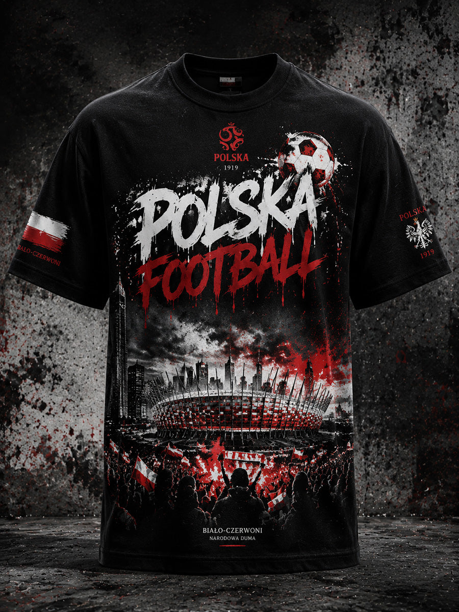 Męski polski t-shirt z wzorem piłkarskim