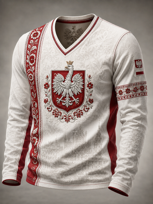 Polskie sztuka męski t-shirt z długim rękawem