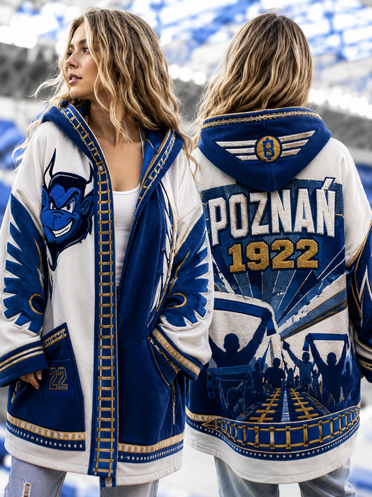 Damska bluza z kapturem Kolejorz na zamek z polskim piłkarskim motywem