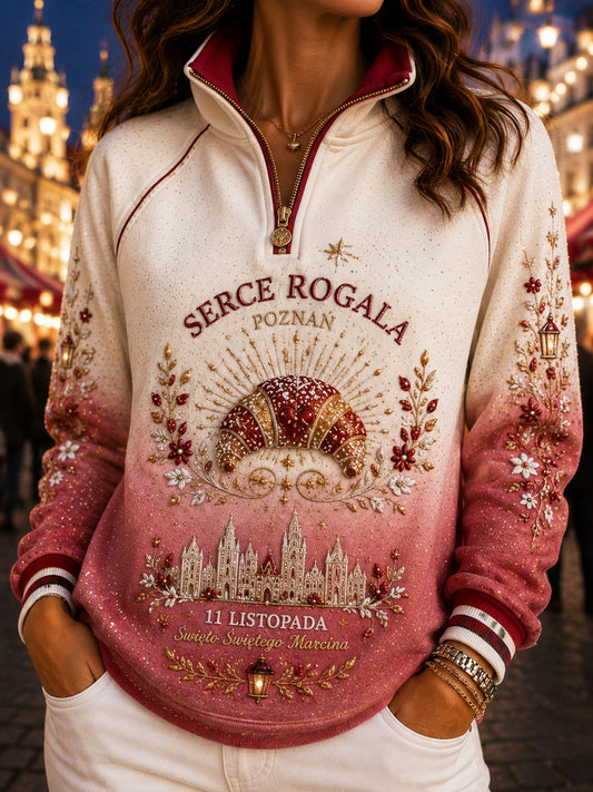 Damski retro sweter z zamkiem na Dzień Świętego Marcina w gradacji kolorów