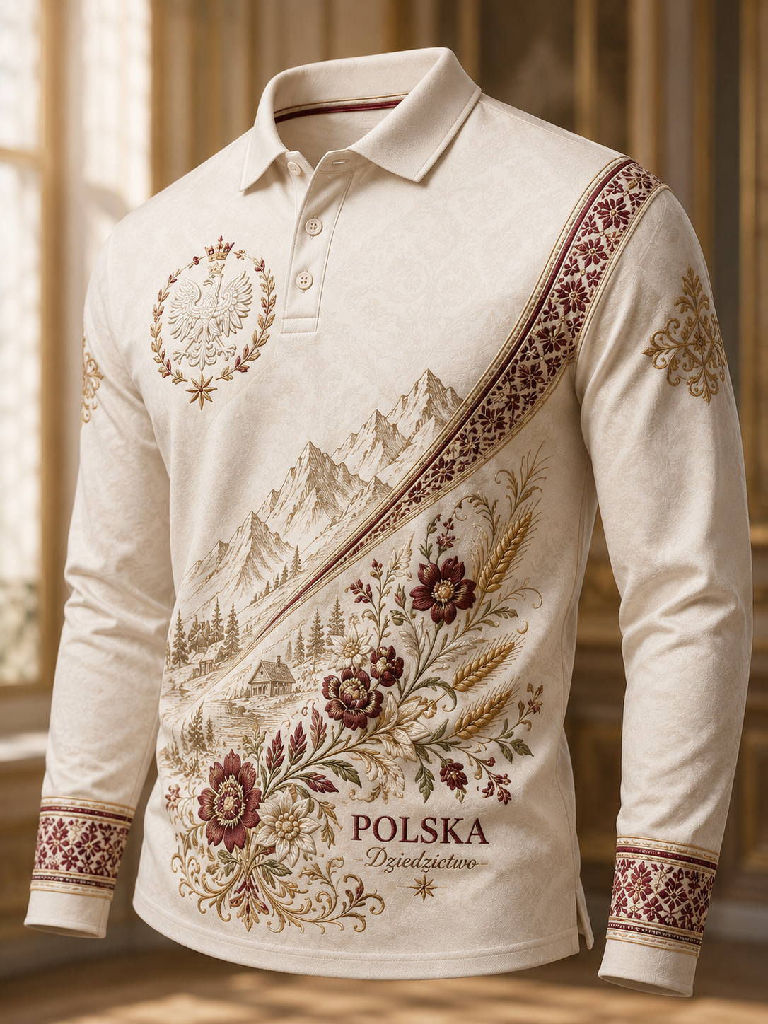 Męska koszulka polo z długim rękawem Polska
