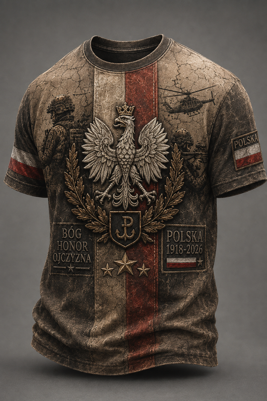 Męska koszulka z krótkim rękawem Polska kultura wojskowa