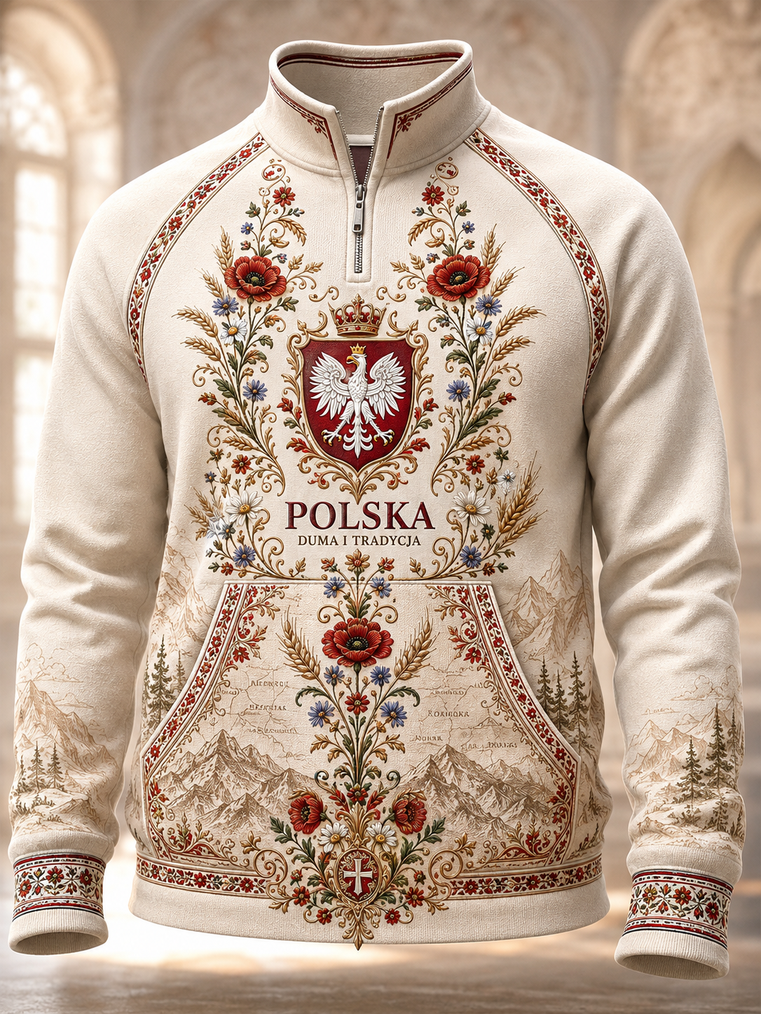 Męski polski bluza z półzapinany­m kołnierzem stójką