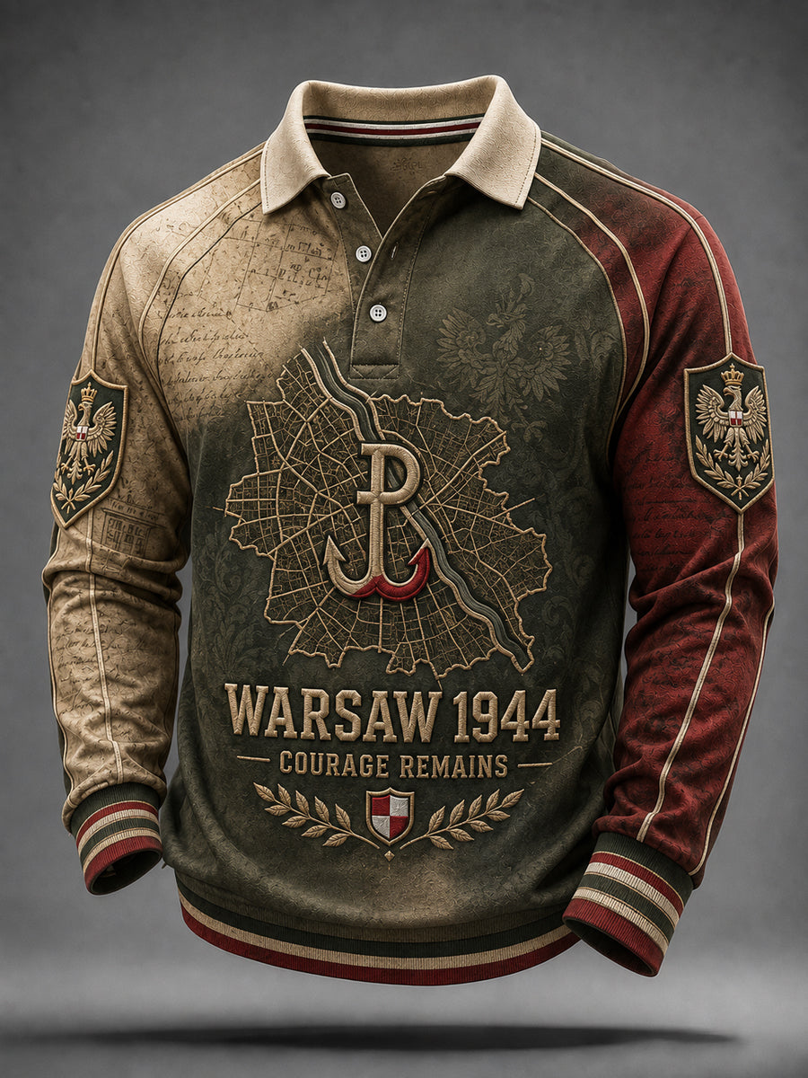 Vintage Mapa Warszawy, Polska, Gradientowa koszulka polo
