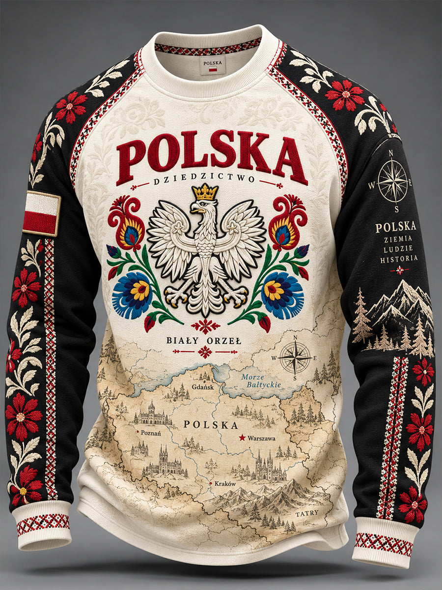 Męski polski t-shirt z długim rękawem