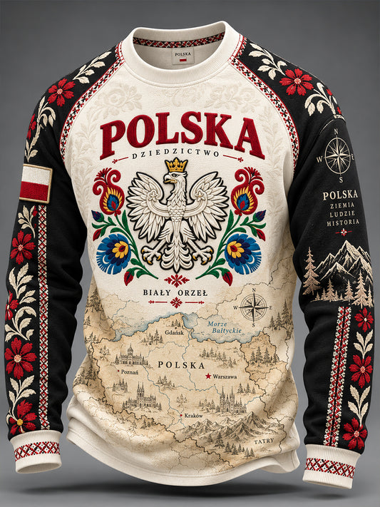 Męski polski t-shirt z długim rękawem