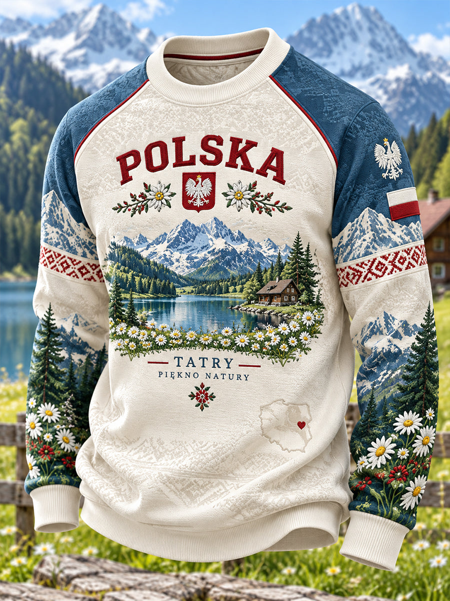 Męski polski t-shirt z długim rękawem