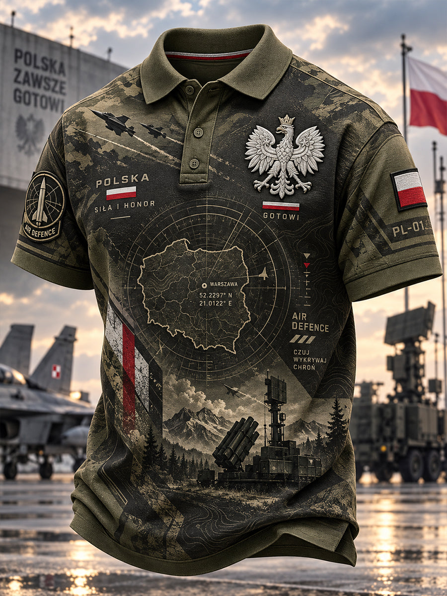 Polo męskie z motywami kultury wojskowej polskiej