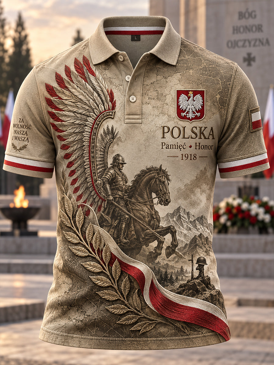 Polo męskie z motywami kultury wojskowej polskiej