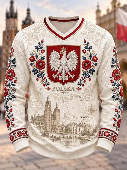 Męska Polska Koszulka z długim rękawem