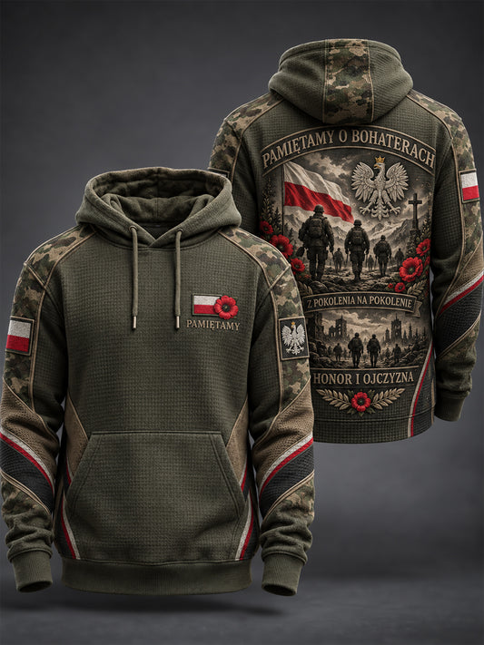 Męska wojskowa pamiątka oversized bluza z kapturem z kieszeniami