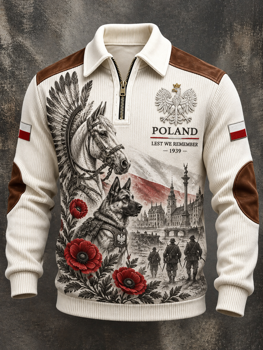 Męska bluza wojskowa polskiej armii z zamkiem błyskawicznym i kapturem
