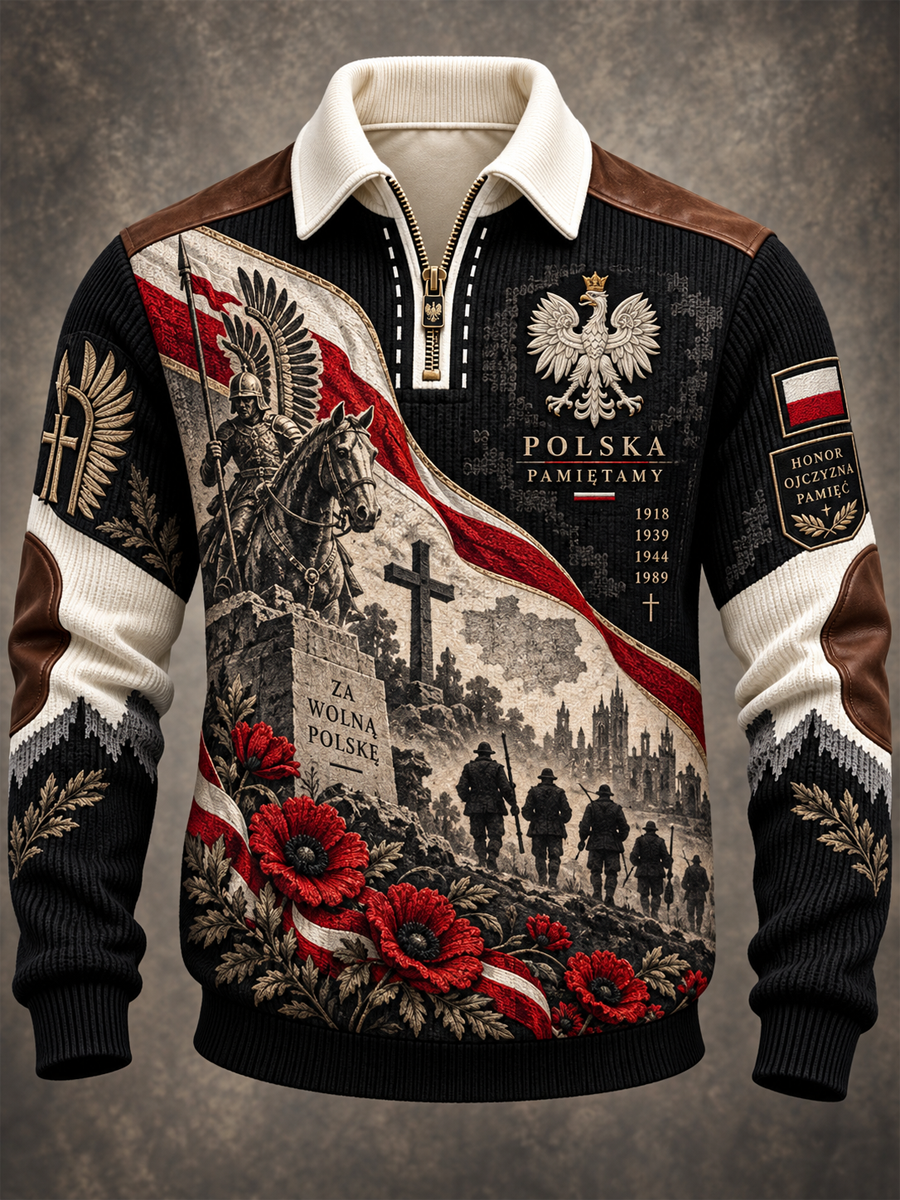 Męska bluza wojskowa polskiej armii z zamkiem błyskawicznym i kapturem