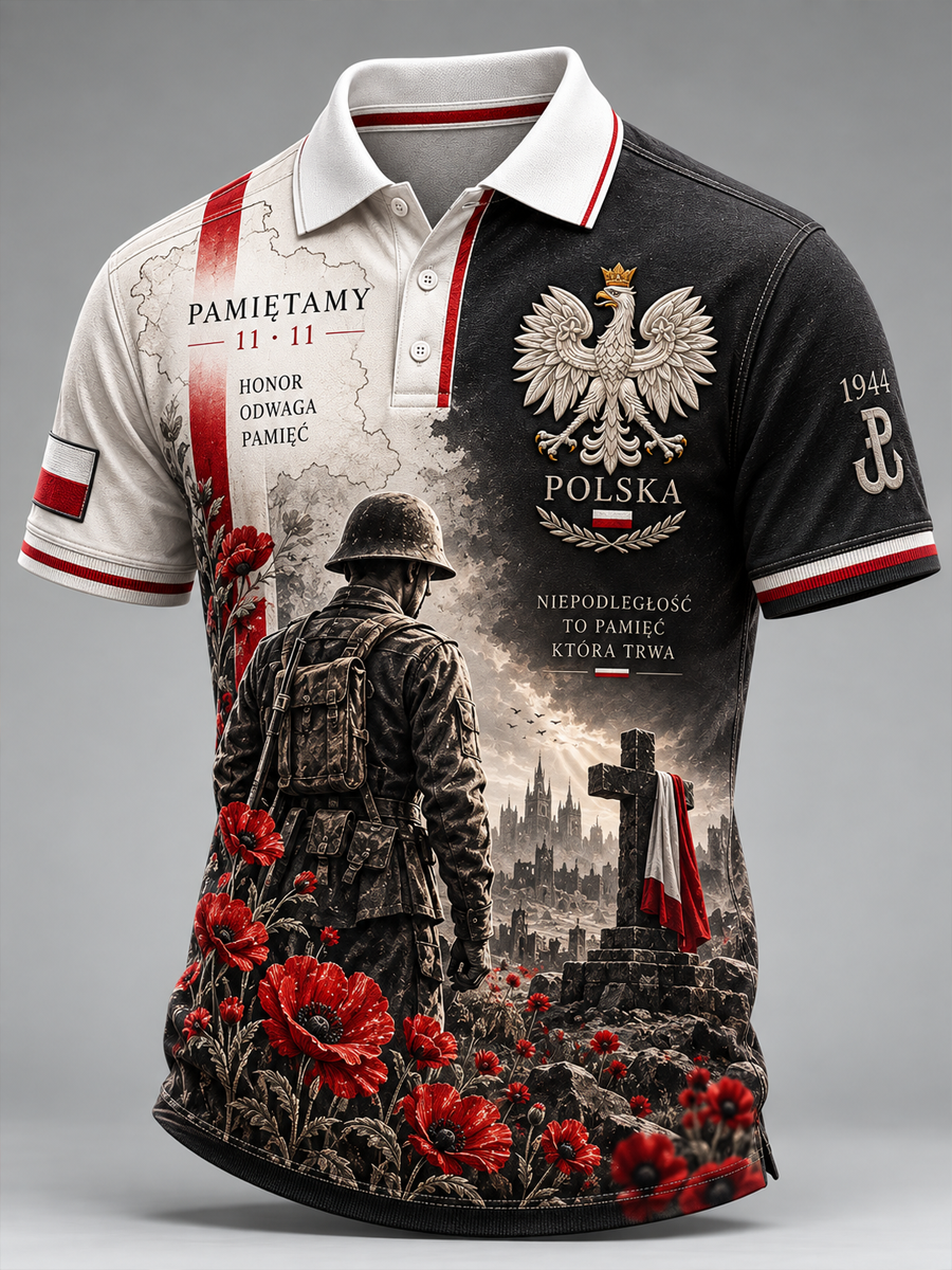 Męska koszulka polo z motywem wojskowym upamiętniającym poległych