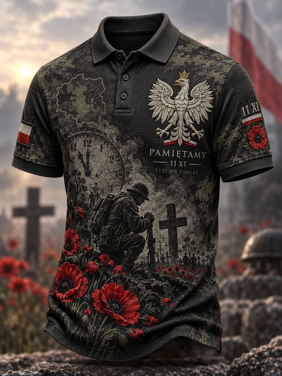 Męska koszulka polo z motywem wojskowym upamiętniającym poległych