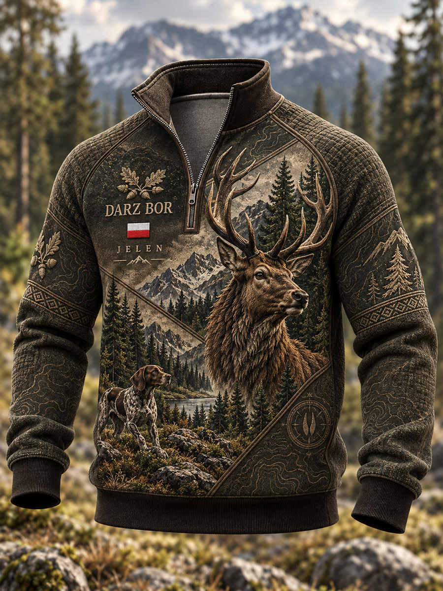 Bluza z kapturem i zamkiem dla mężczyzn – Kultura sezonu polowań